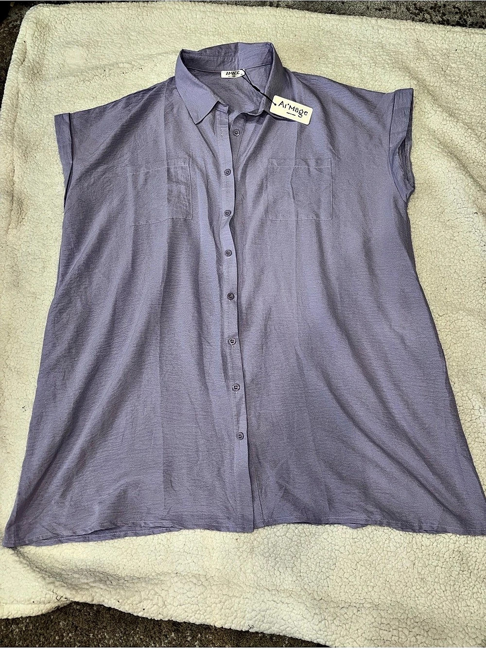 AIMAGE Sleeveless Button Down Shirt in Purple Size 2XL NWT